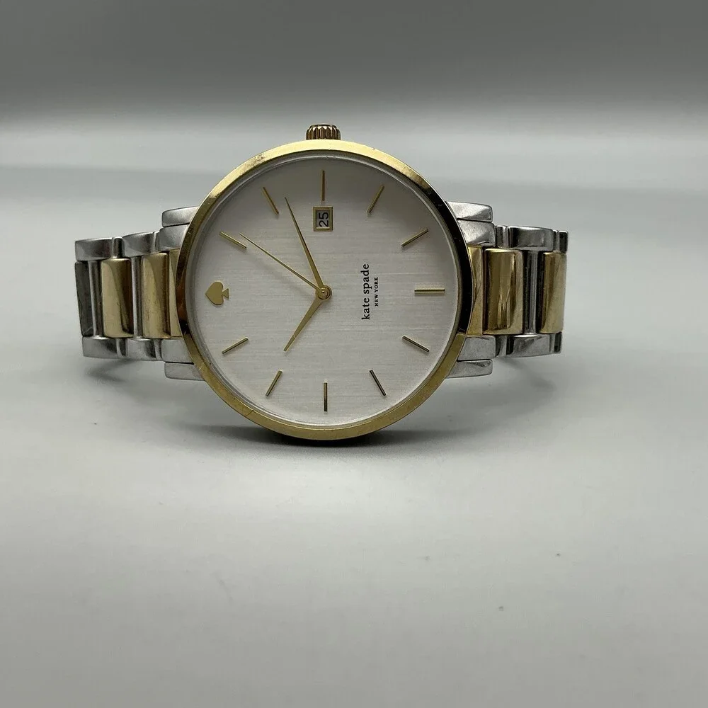 Kate Spade Womens Watch 38mm Two Tone Stainless Date New Battery 6.75